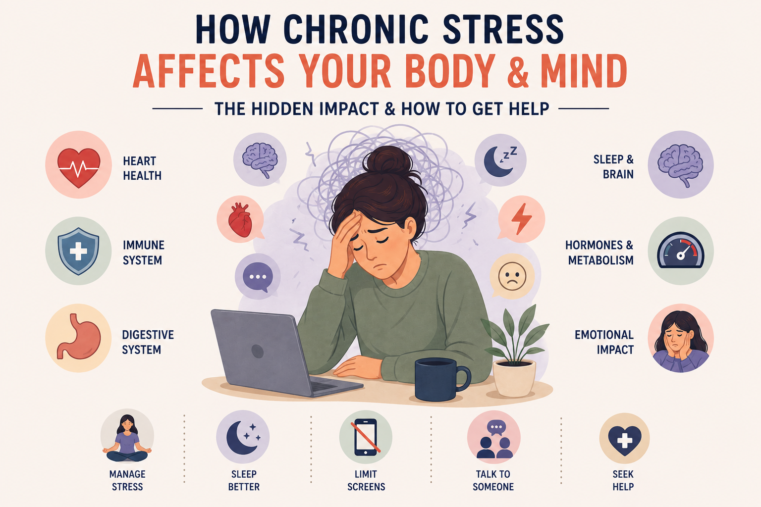 Chronic Care Management for adults experiencing long-term stress, emotional exhaustion, sleep disruption, heart health concerns, immune dysfunction, and mental fatigue.