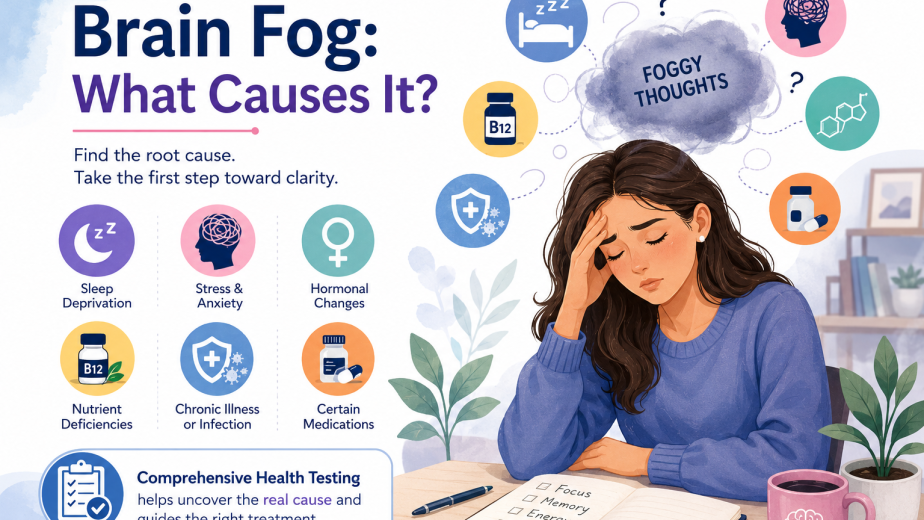 Comprehensive health testing for brain fog causes